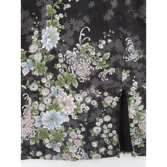 Lord & Taylor Skirt 6 Identity Silk A-Line Career Slit Floral Zip Up - Picture 2 of 9